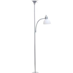 Simple Designs LF2000-SLV Mother-Daughter Floor Lamp with Reading Light, Silver