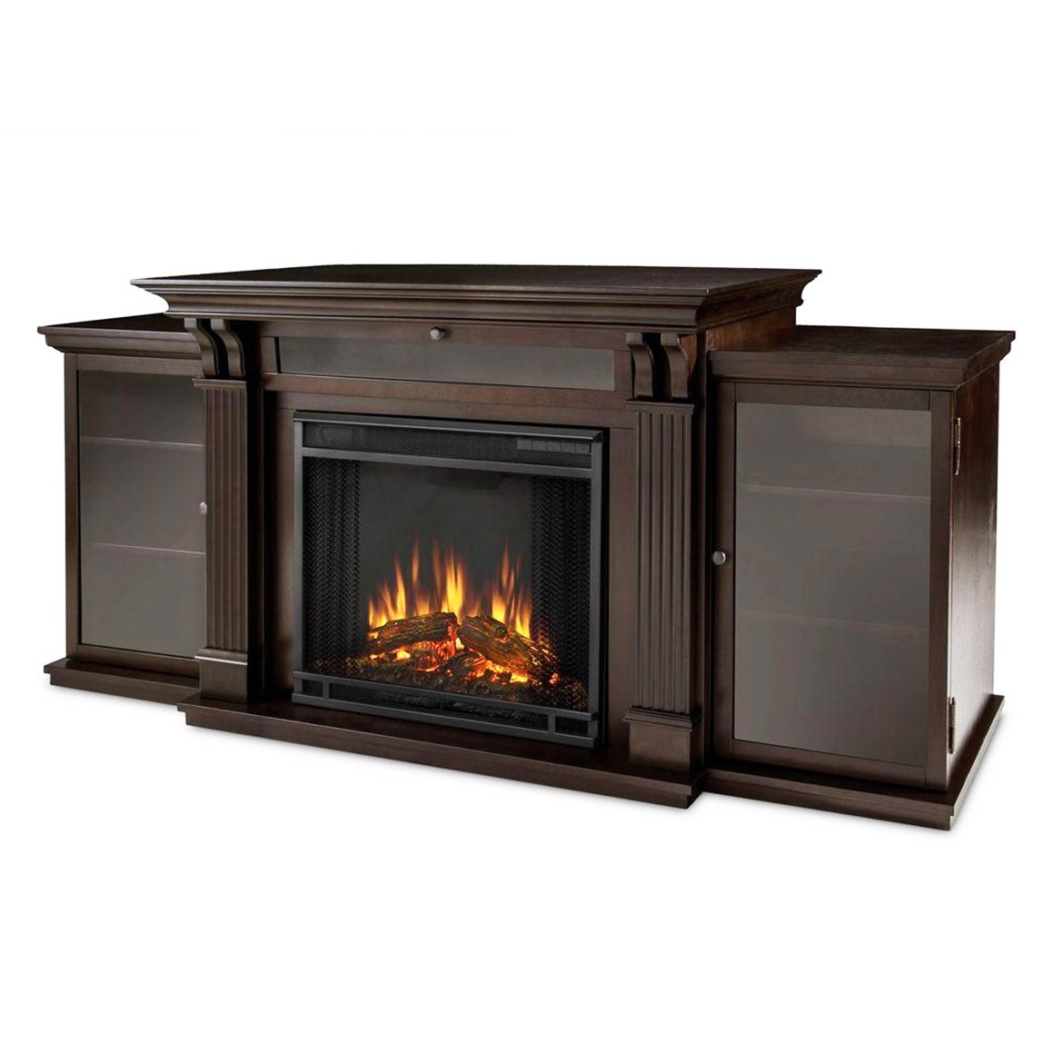 Real Flame Calie Electric Media Fireplace, Large, Dark Walnut