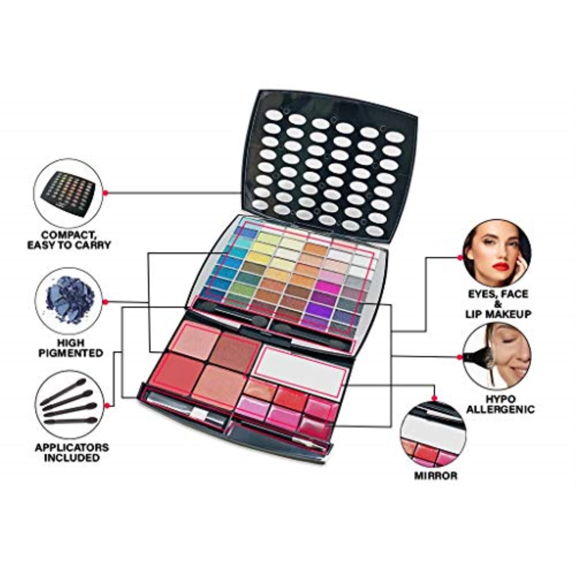 BR Beauty Revolution Glamour Girl Makeup Kit 43 Eyeshadow / 9 Blush / 6 Lip Gloss