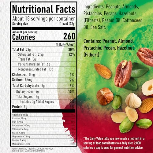 PLANTERS NUT-rition Heart Healthy Nut Mix, Snack Mix, 1.5 oz, 18 Count