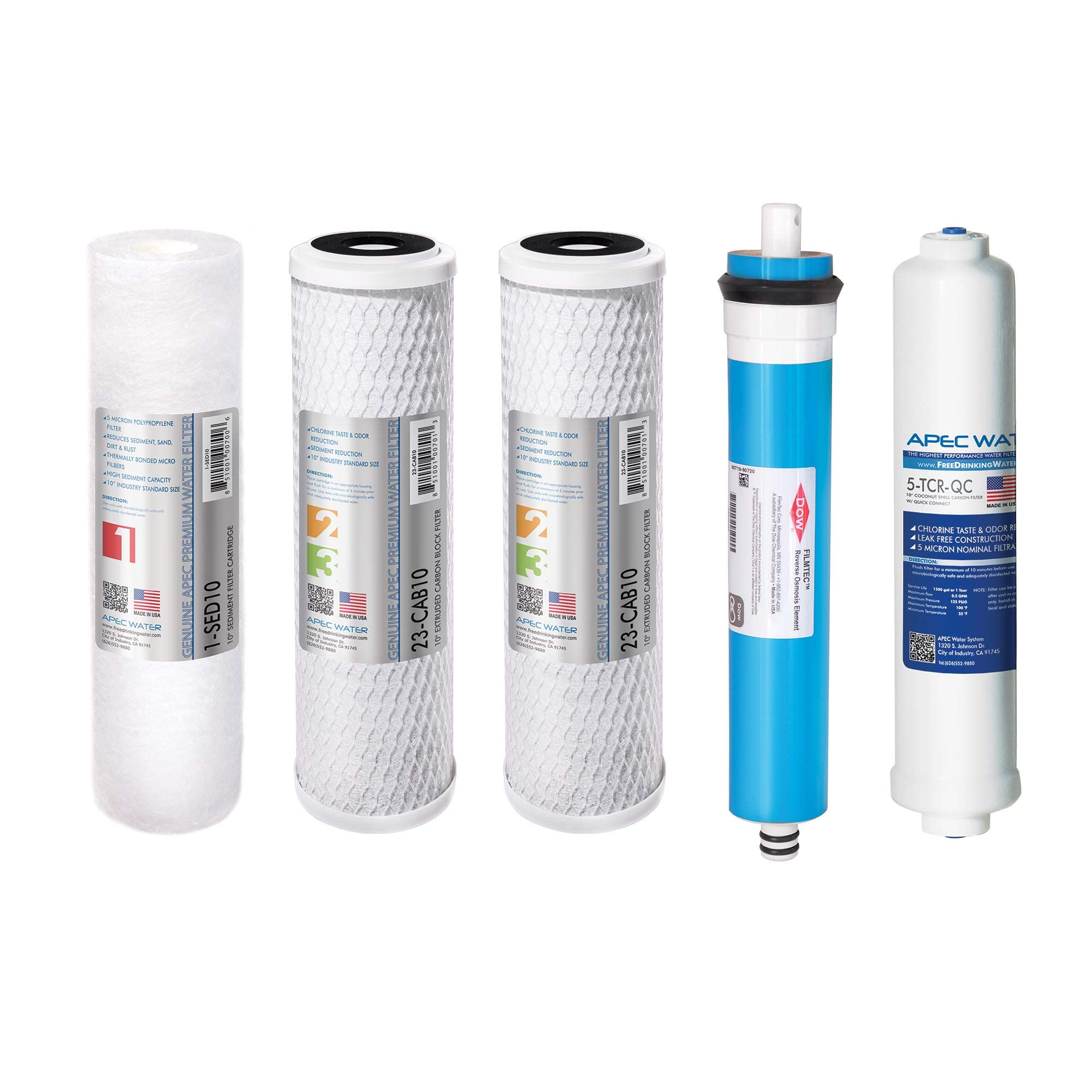 APEC FILTER-MAX90 US Made 90 GPD Complete Replacement Filter Set For ULTIMATE Series Reverse Osmosis Water Filter System (For Standard 1/4" Output System)