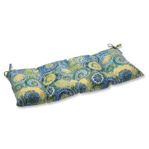 pillow perfect 535340 indoor/outdoor omnia lagoon swing/bench cushion,blue,44" x 18.5"