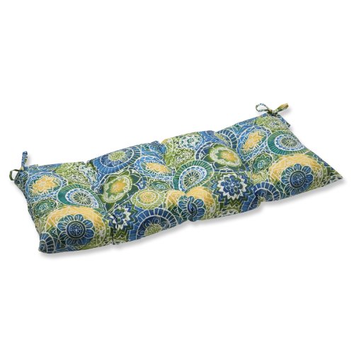 Pillow Perfect 535340 Indoor/Outdoor Omnia Lagoon Swing/Bench Cushion,Blue,44" x 18.5"