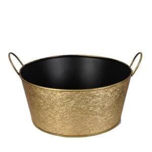 the lucky clover trading metal round foil handle basket, gold