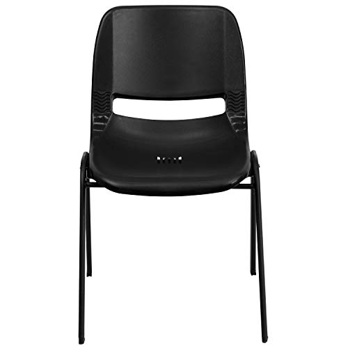 Flash Furniture HERCULES Series 440 lb. Capacity Kid's Black Ergonomic Shell Stack Chair with Black Frame and 12" Seat Height, Set of 1