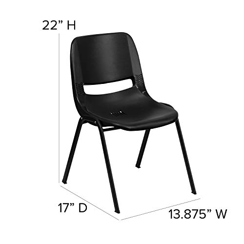 Flash Furniture HERCULES Series 440 lb. Capacity Kid's Black Ergonomic Shell Stack Chair with Black Frame and 12" Seat Height, Set of 1