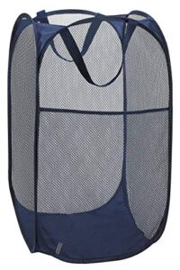 handy laundry collapsible mesh foldable hamper 14" x 14' x 24" navy blue