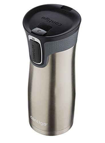 Contigo West Loop Stainless Steel Vacuum-Insulated Travel Mug with Spill-Proof Lid, Keeps Drinks Hot up to 5 Hours and Cold up to 12 Hours, 16oz Steel/Black