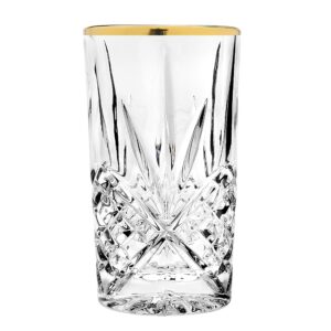 Godinger Highball Drinking Glasses Cups, Gold Band - Dublin, Set of 4