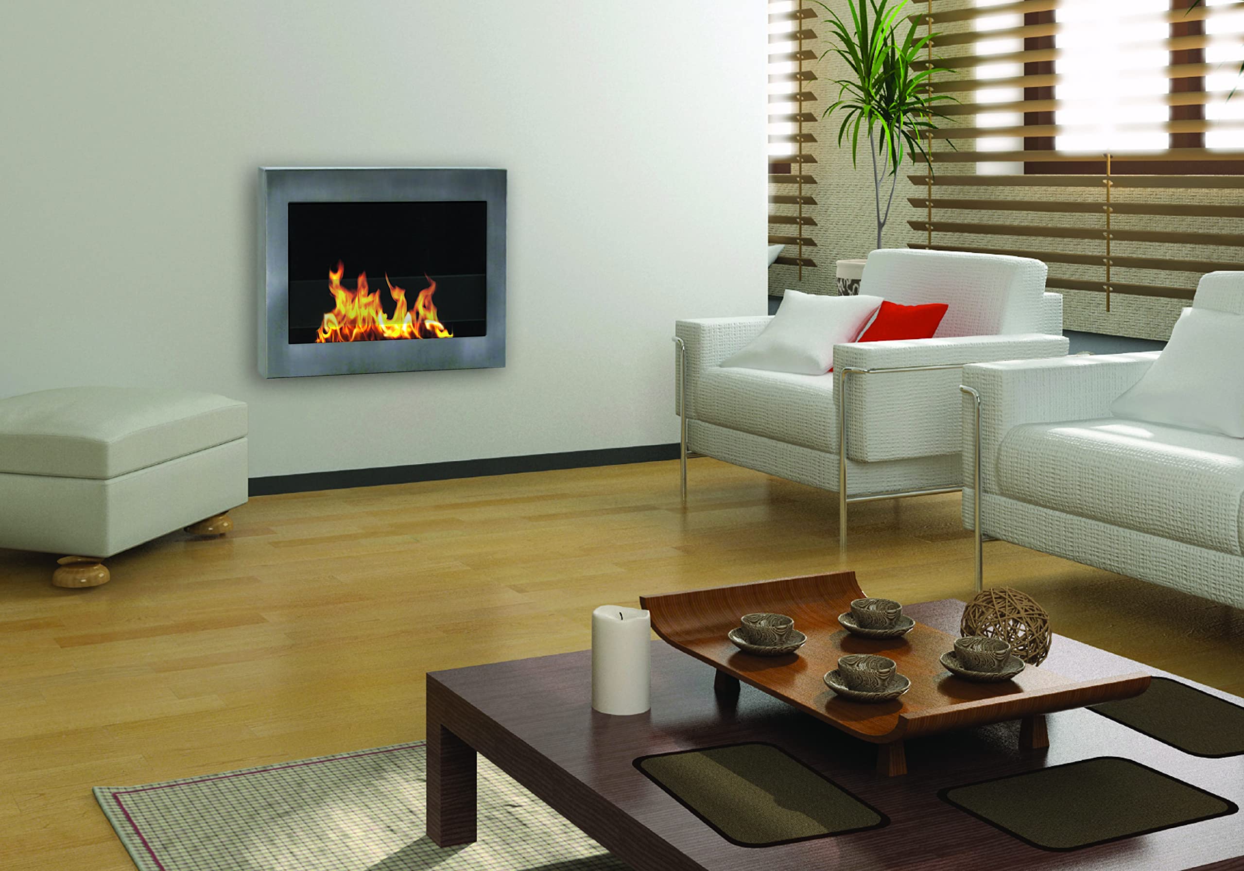 Anywhere Fireplace Indoor Wall Mount Fireplace - SoHo (White-High Gloss) Model