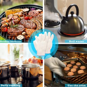 Heat Resistant Gloves - EN407 Certified 932°F Oven Gloves, Cut-Resistant Grill Gloves, Cooking Gloves for BBQ, Grilling, Baking, Cutting, Welding, Smoker Fireplace, 1 Pair (2 Pieces Set), White