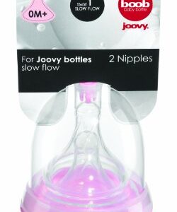 Joovy Boob Nipples with Elongated Shape to Mimic Mom and Available in 5 Flows Including X-Cut Extra Fast Flow for Thicker Foods - Compatible with Joovy Boob Bottle Line (Clear, Stage 1, 2 Count)