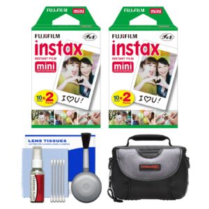 essentials bundle for fujifilm instax mini 8, mini 9, mini 11, mini 70 & mini 90 instant film camera with 40 twin color prints + deluxe case + cleaning kit