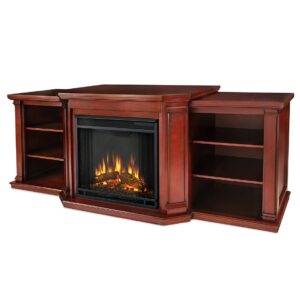 valmont media electric fireplace in dark mahogany by real flame