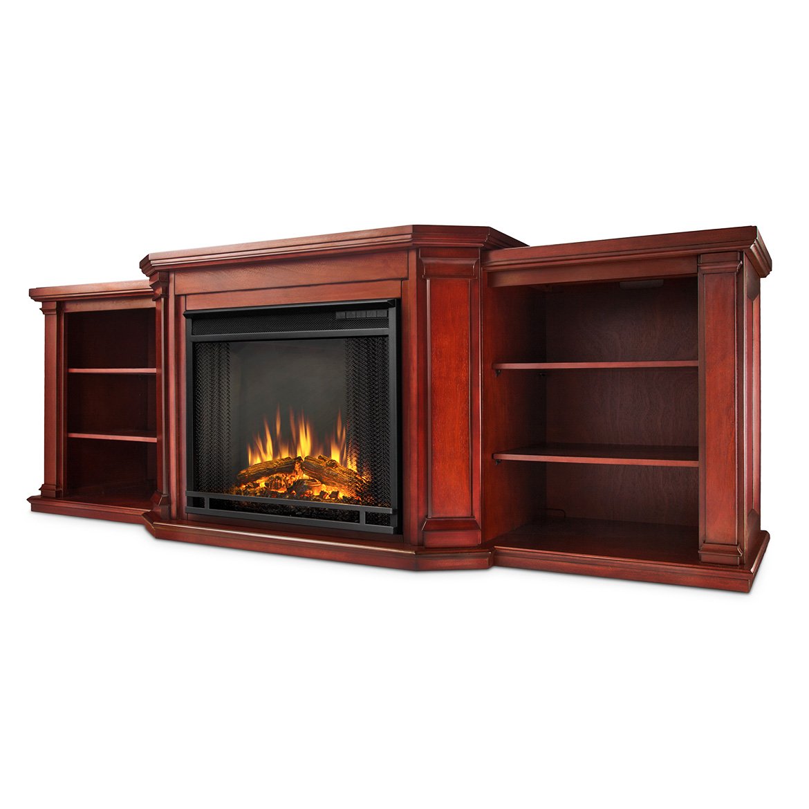Valmont Media Electric Fireplace in Dark Mahogany by Real Flame