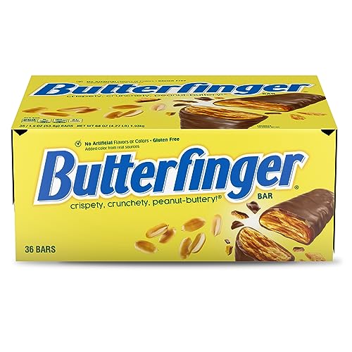 Butterfinger, Bulk 36 Pack, Chocolatey, Peanut-Buttery, Full Size Individually Wrapped Candy Bars, 1.9 oz Each