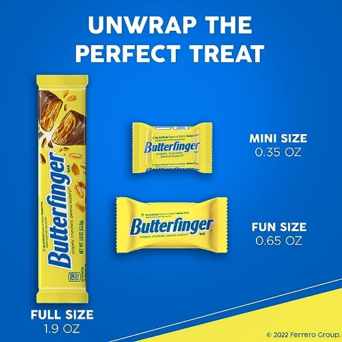 Butterfinger, Bulk 36 Pack, Chocolatey, Peanut-Buttery, Full Size Individually Wrapped Candy Bars, 1.9 oz Each