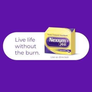 Nexium 24HR Acid Reducer Heartburn Relief Capsules for All-Day and All-Night Protection from Frequent Heartburn, Heartburn Medicine with Esomeprazole Magnesium - 14 Count