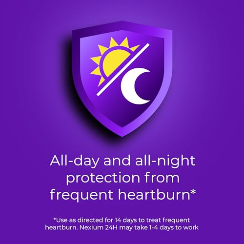 Nexium 24HR Acid Reducer Heartburn Relief Capsules for All-Day and All-Night Protection from Frequent Heartburn, Heartburn Medicine with Esomeprazole Magnesium - 14 Count