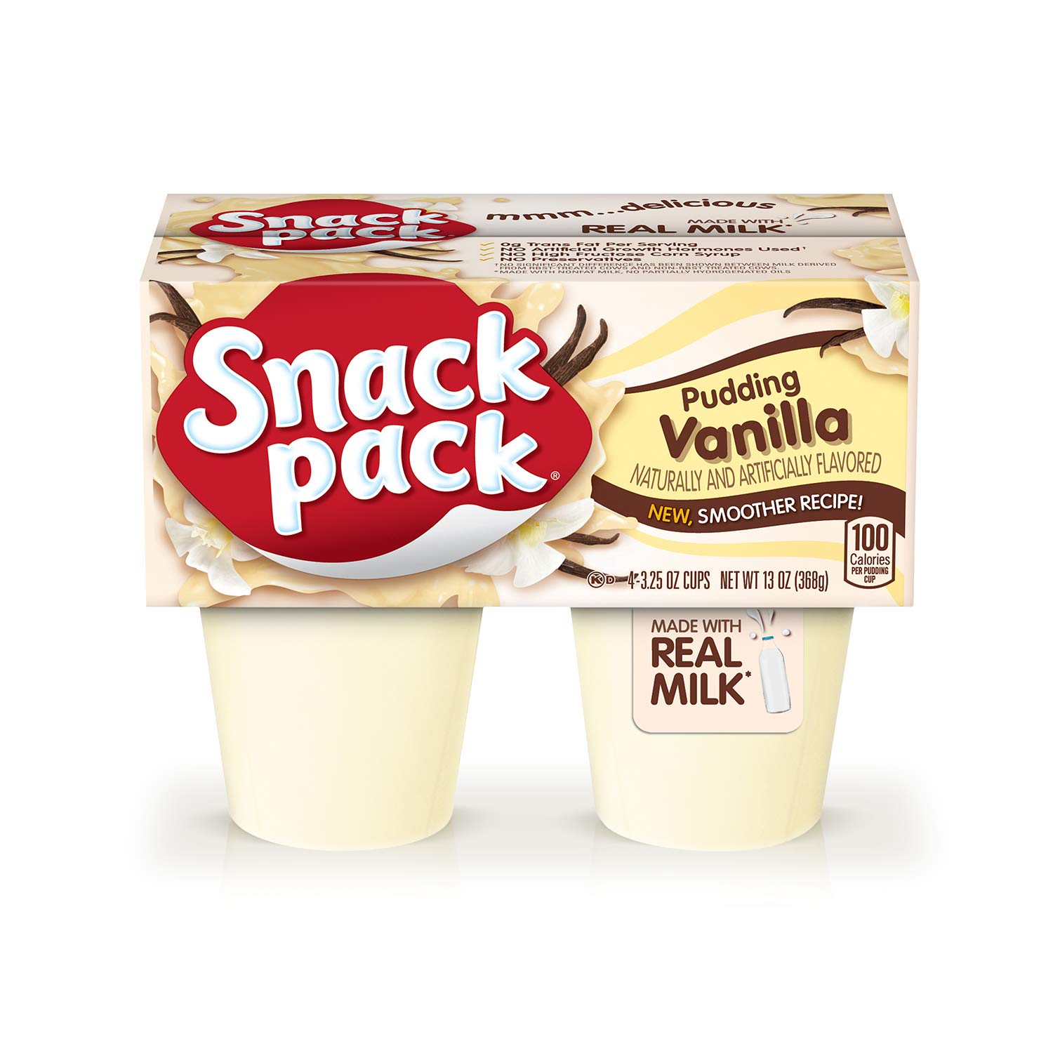 Snack Pack Vanilla Flavored Pudding, 4 Count Pudding Cups