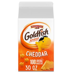 goldfish cheddar cheese crackers, baked snack crackers, 30 oz carton