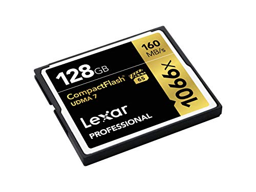 Lexar Professional 1066x 128GB CompactFlash Card, Up to 160MB/s Read, for Professional Photographer, Videographer, Enthusiast (LCF128CRBNA1066)