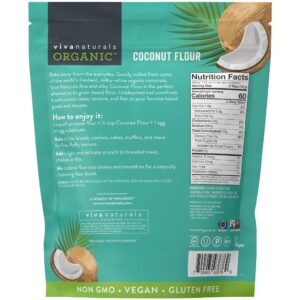 Viva Naturals Organic Coconut Flour (4 lbs) - Gluten Free Flour Substitute for Keto, Paleo and Vegan Baking, Low Fat and Fiber-Rich Coconut Baking Flour, Non-GMO, Unbleached and Unrefined, 1.81 kg