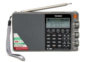 tecsun pl880 portable digital pll dual conversion am/fm, longwave & shortwave radio with ssb (single side band) reception, color silver