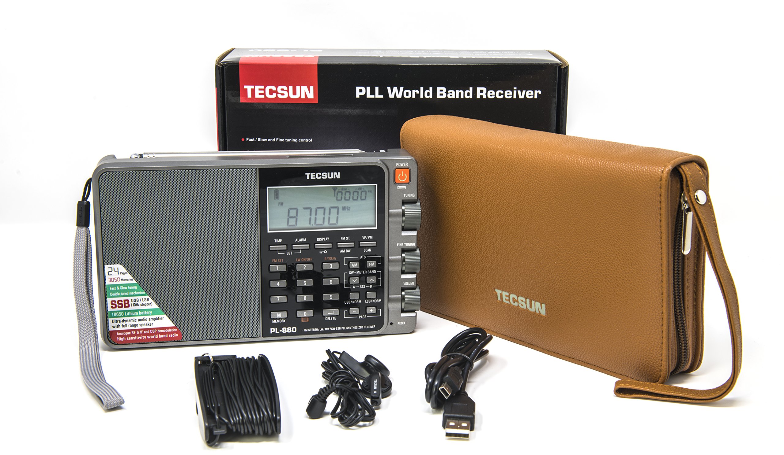 Tecsun PL880 Portable Digital PLL Dual Conversion AM/FM, Longwave & Shortwave Radio with SSB (Single Side Band) Reception, Color Silver