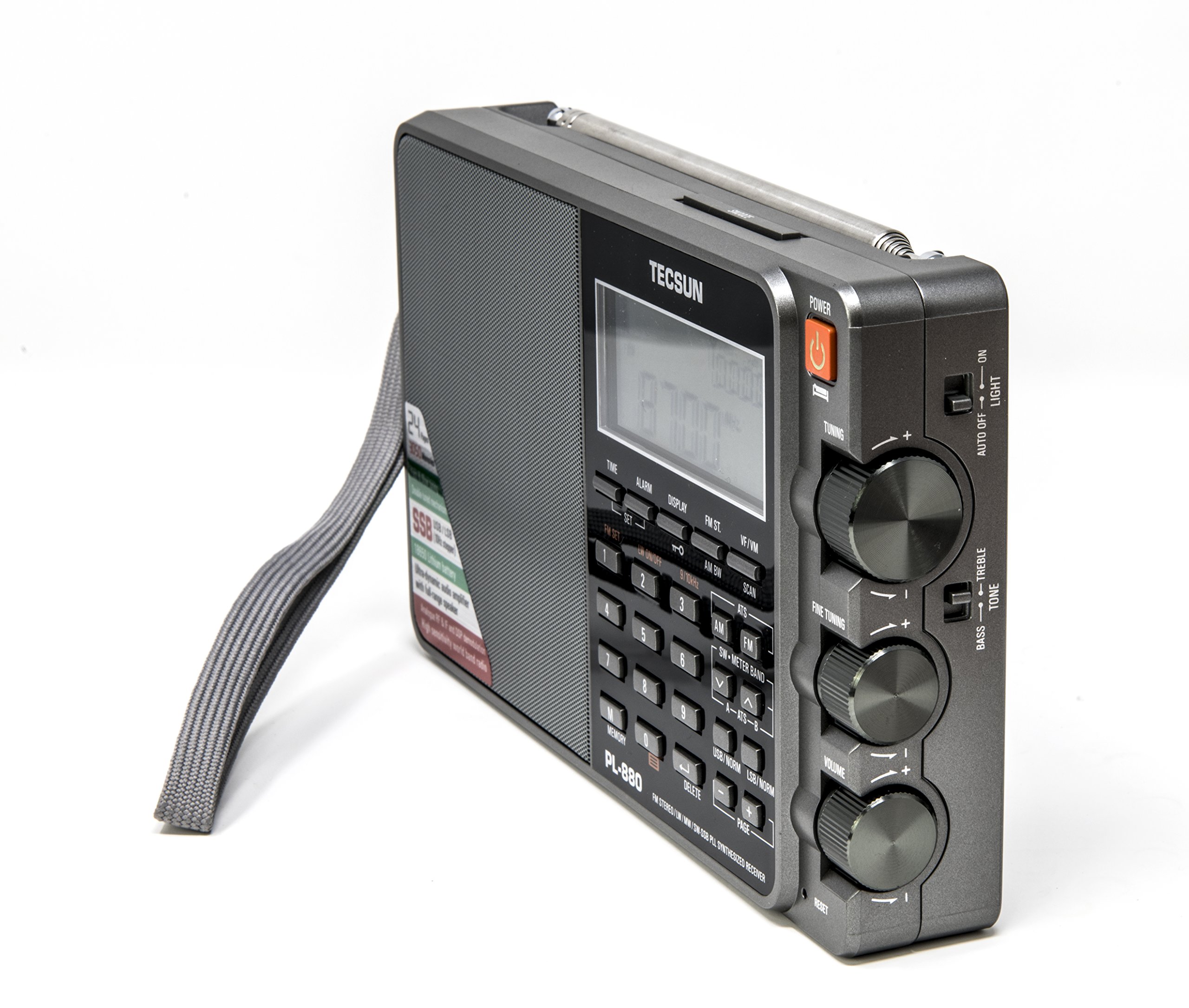 Tecsun PL880 Portable Digital PLL Dual Conversion AM/FM, Longwave & Shortwave Radio with SSB (Single Side Band) Reception, Color Silver