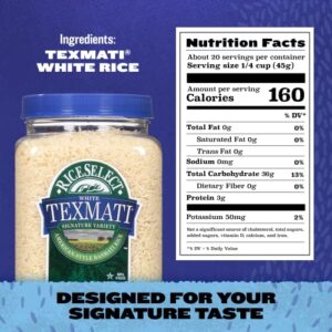 RiceSelect Texmati White Rice, Long-Grain Basmati Rice, Premium Gluten-Free Rice, Non-GMO, Star-K Kosher, 32-Ounce Jar