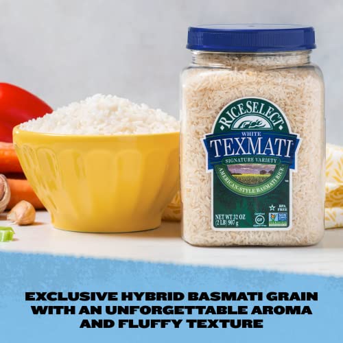 RiceSelect Texmati White Rice, Long-Grain Basmati Rice, Premium Gluten-Free Rice, Non-GMO, Star-K Kosher, 32-Ounce Jar