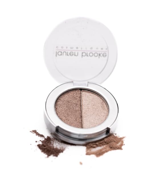 Lauren Brooke Cosmetiques Pressed Eyeshadow Duos, Natural, Organic Makeup (Cappuccino/Pearl)