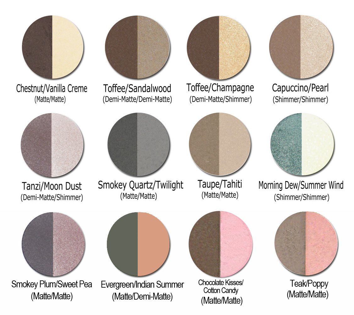 Lauren Brooke Cosmetiques Pressed Eyeshadow Duos, Natural, Organic Makeup (Cappuccino/Pearl)