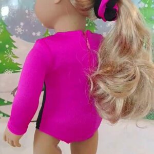 Sparkling Success: 2024 American Doll Girl Pink Gymnastics Doll Clothes Set with Leotard, Mat, Olympic Medal and Hair Accessory. 4 PCS in All! Doll Not Included