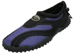easy usa womens aqua wave water shoes (8, black/purple)