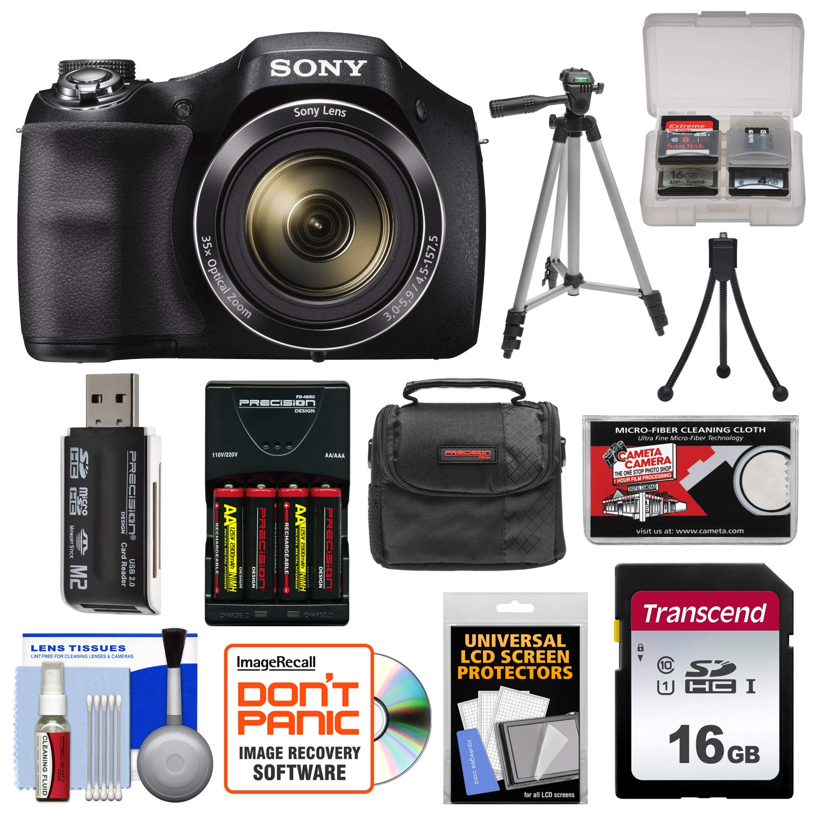 Sony Cyber-Shot DSC-H300 Digital Camera with 16GB Card + Batteries & Charger + Case + Tripod + Accessory Kit