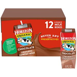 horizon organic shelf-stable 1% low fat milk boxes, chocolate, 12 count(pack of 1)