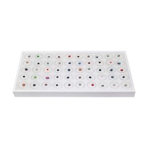 Ikee Design 50 White Foam Gem and Bead Storage Jars Showcase Stackable Display Tray Storage Box for Collectibles, Home Organization, 14.75 W x 8.25 D x 1 H in