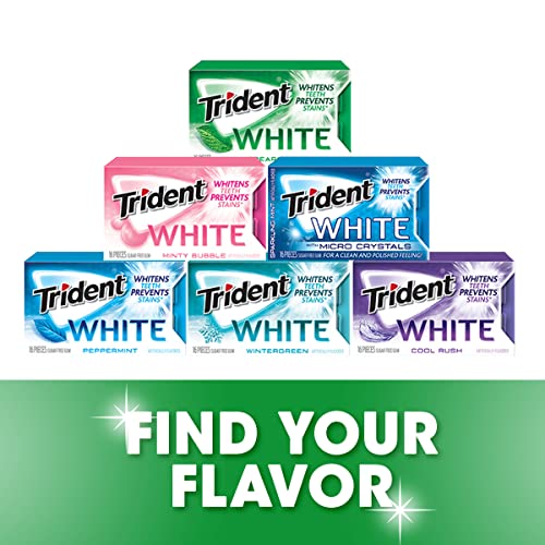 Trident White Spearmint Sugar Free Gum, 9 Pack of 16 Pieces (144 Total Pieces)