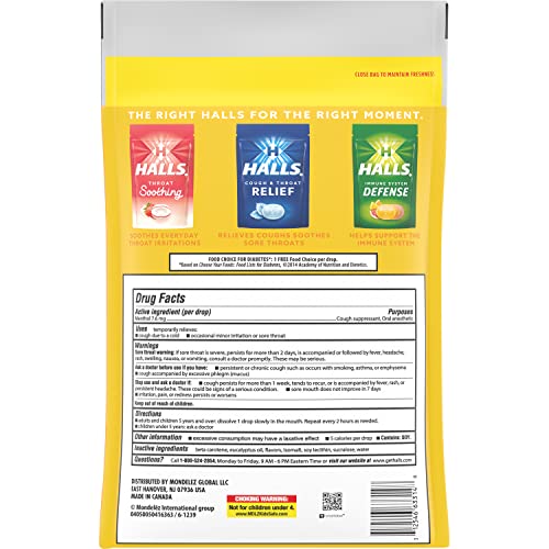 HALLS Relief Honey Lemon Sugar Free Cough Drops, Value Pack, 180 Drops