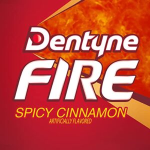 Dentyne Fire Spicy Cinnamon Sugar Free Gum, Pack of 9 (144 Total Pieces)