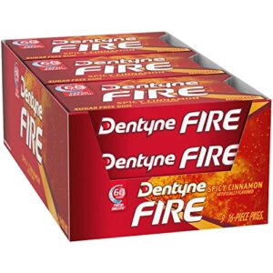 Dentyne Fire Spicy Cinnamon Sugar Free Gum, Pack of 9 (144 Total Pieces)