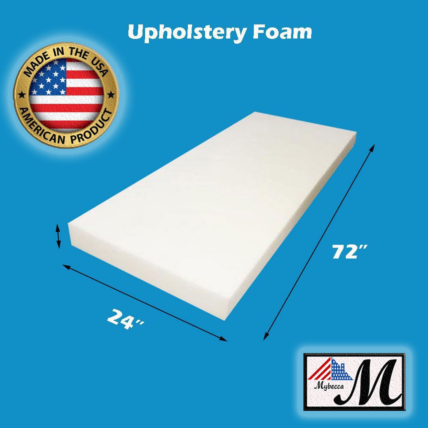 Mybecca High Density Firm Seat Replacement, Upholstery Sheet Foam Padding,6"H, 24"W, 72"L