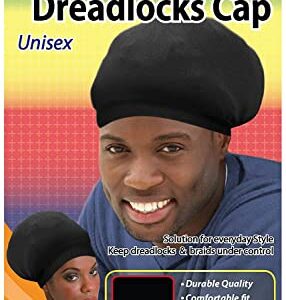 Unisex Stocking Dreadlocks Cap Stretchable Soft Durable Long Lasting Lightweight Comfortable Night Sleeping Headwear (Black)