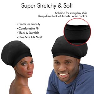 Unisex Stocking Dreadlocks Cap Stretchable Soft Durable Long Lasting Lightweight Comfortable Night Sleeping Headwear (Black)