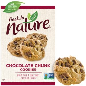 back to nature chocolate chunk cookies - dairy free, non-gmo, made with wheat flour, delicious & quality snacks, 9.5 ounce