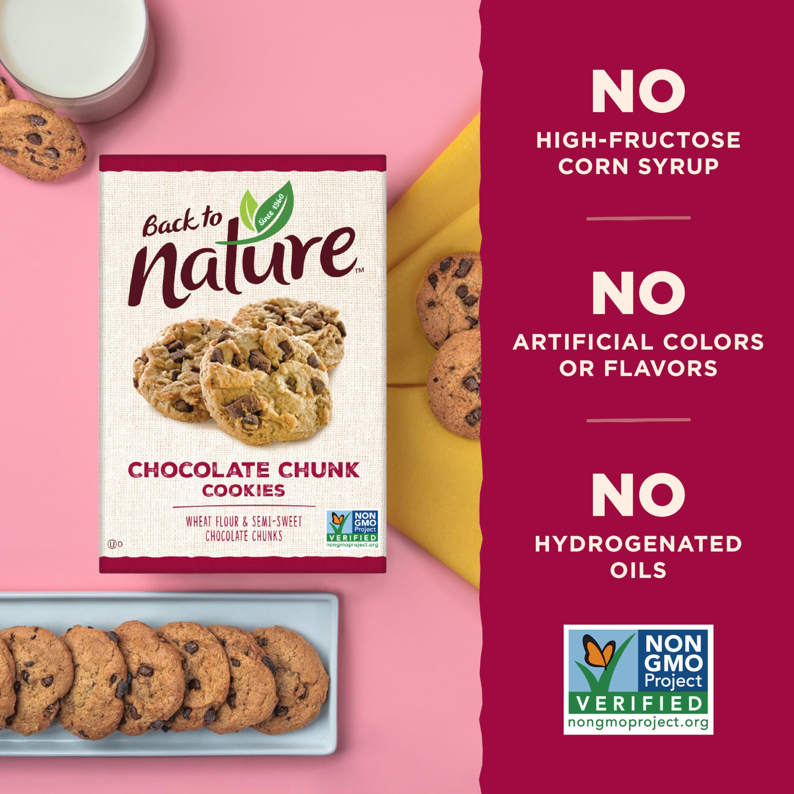 Back to Nature Chocolate Chunk Cookies - Dairy Free, Non-GMO, Made with Wheat Flour, Delicious & Quality Snacks, 9.5 Ounce