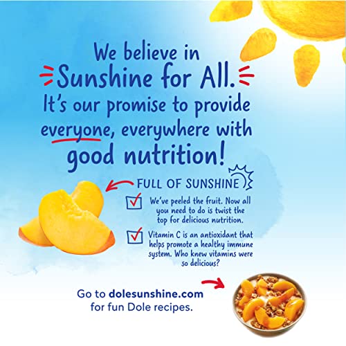 Dole Fruit Jars, Yellow Cling Sliced Peaches in 100% Fruit Juice, Gluten Free, Pantry Staples, 23.5 Oz Resealable Jars, (Pack of 8)