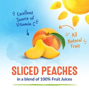 Dole Fruit Jars, Yellow Cling Sliced Peaches in 100% Fruit Juice, Gluten Free, Pantry Staples, 23.5 Oz Resealable Jars, (Pack of 8)